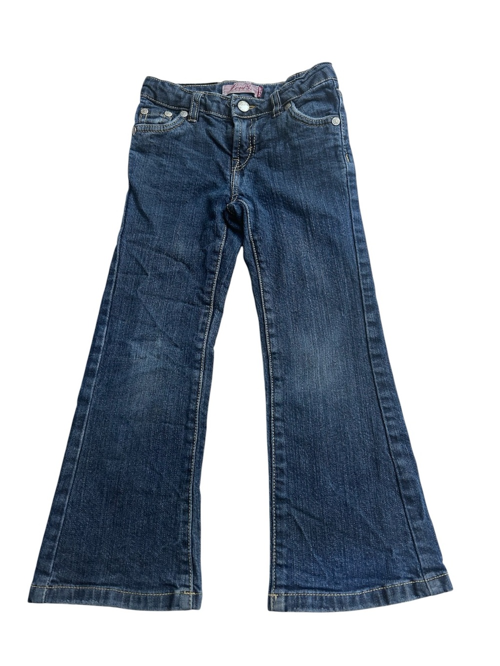 Levi's Girls Slim Flare Jeans Size 5 Slim Adjustable Waist Flap Pocket Denim